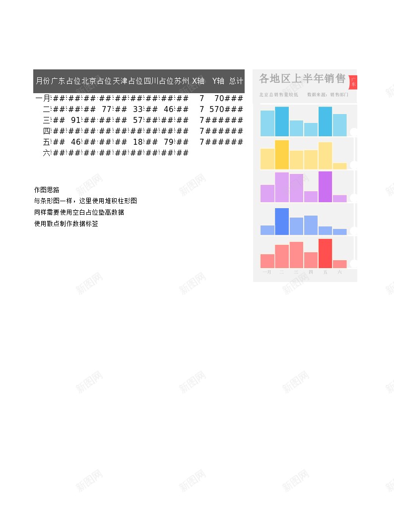 多段式柱形图办公Excel_新图网 https://ixintu.com 柱形图 段式