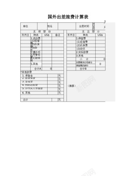 素材国外出差旅费计算表