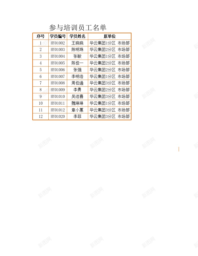 参与培训人员的胸卡办公Excel_新图网 https://ixintu.com 人员 参与 培训 胸卡