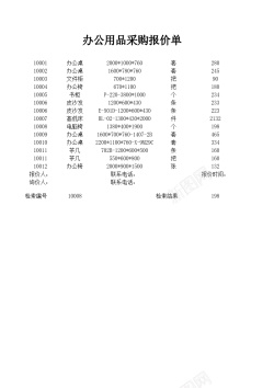 办公灯办公用品采购报价单