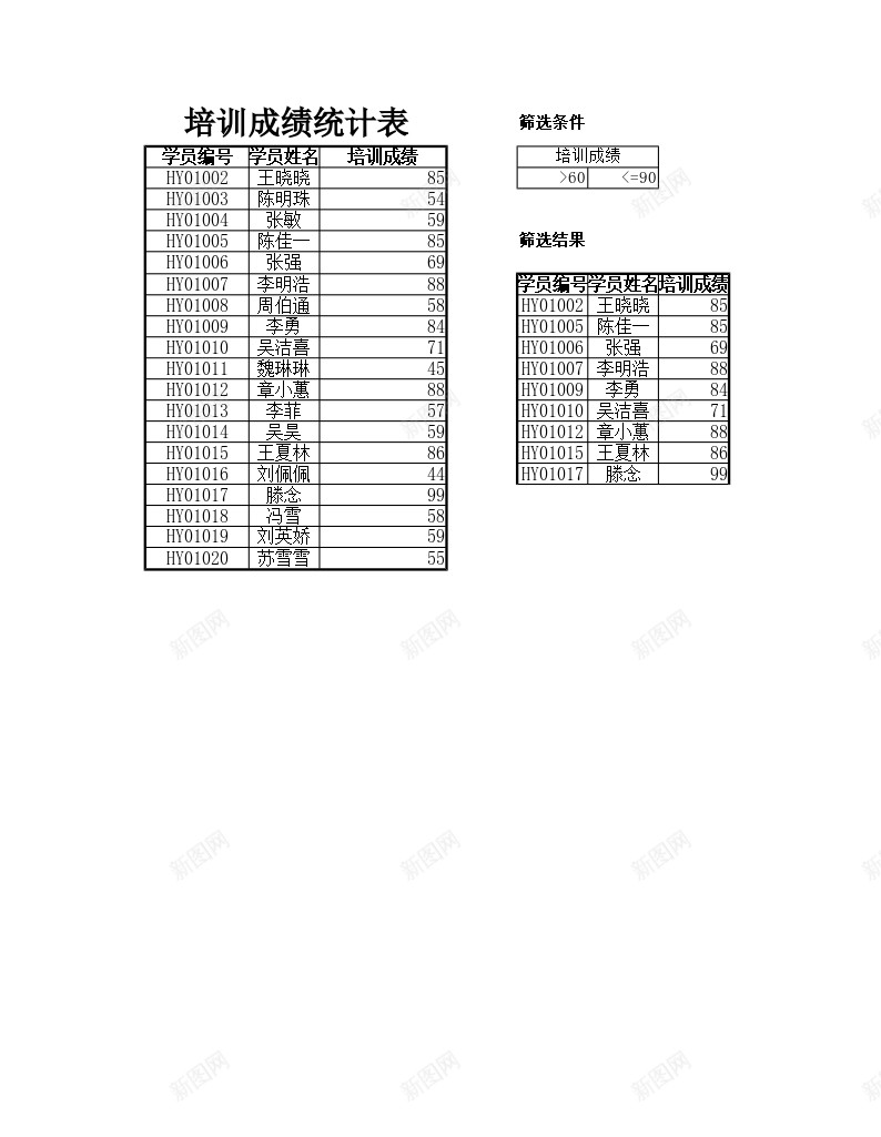 培训成绩查询表办公Excel_新图网 https://ixintu.com 培训 成绩 成绩查询 查询表