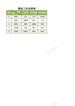 psd免抠素材清洁工作安排表